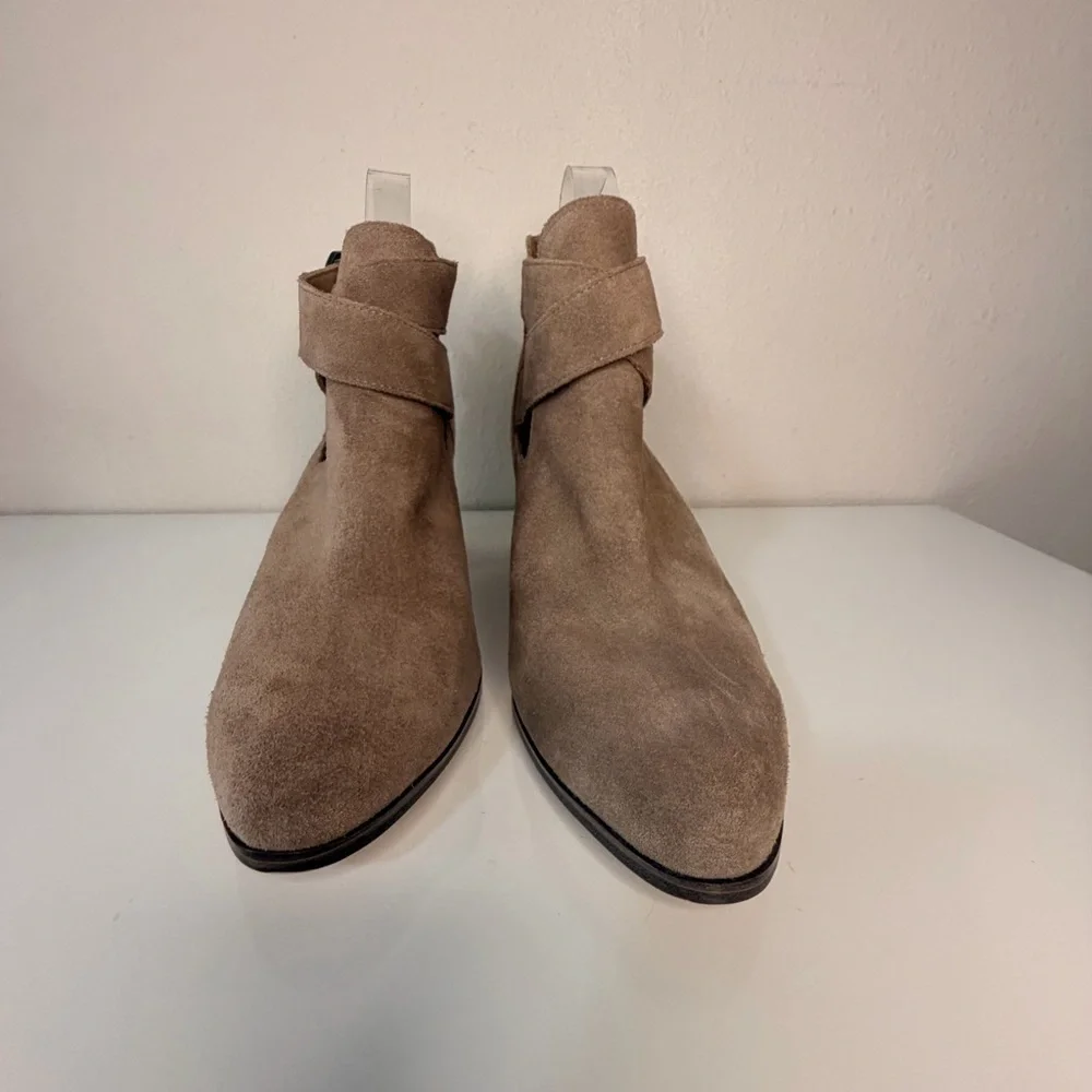 Sole Society Taupe Suede Cutout Ankle Booties